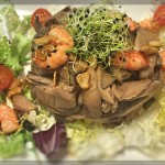 Ensalada templada de Setas y Gambas